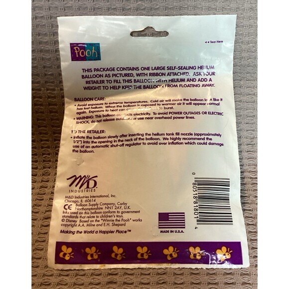 Pooh Large Self Sealing Helium Balloons Happy Birthday & Get Well Eyeore Made US - Picture 8 of 9